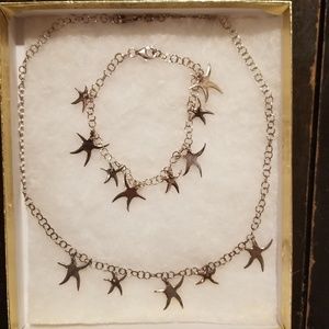 Sterling Silver Star Necklace and Bracelet Set